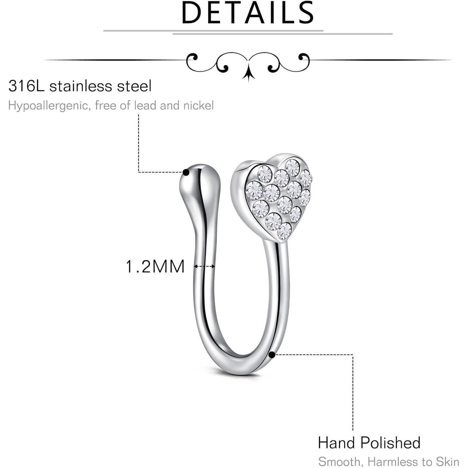 LuxusKollektion Nasenpiercing Nasenpiercing Fake Septum Clip Hoop Nasenring 9 Stk-silber Stil 2