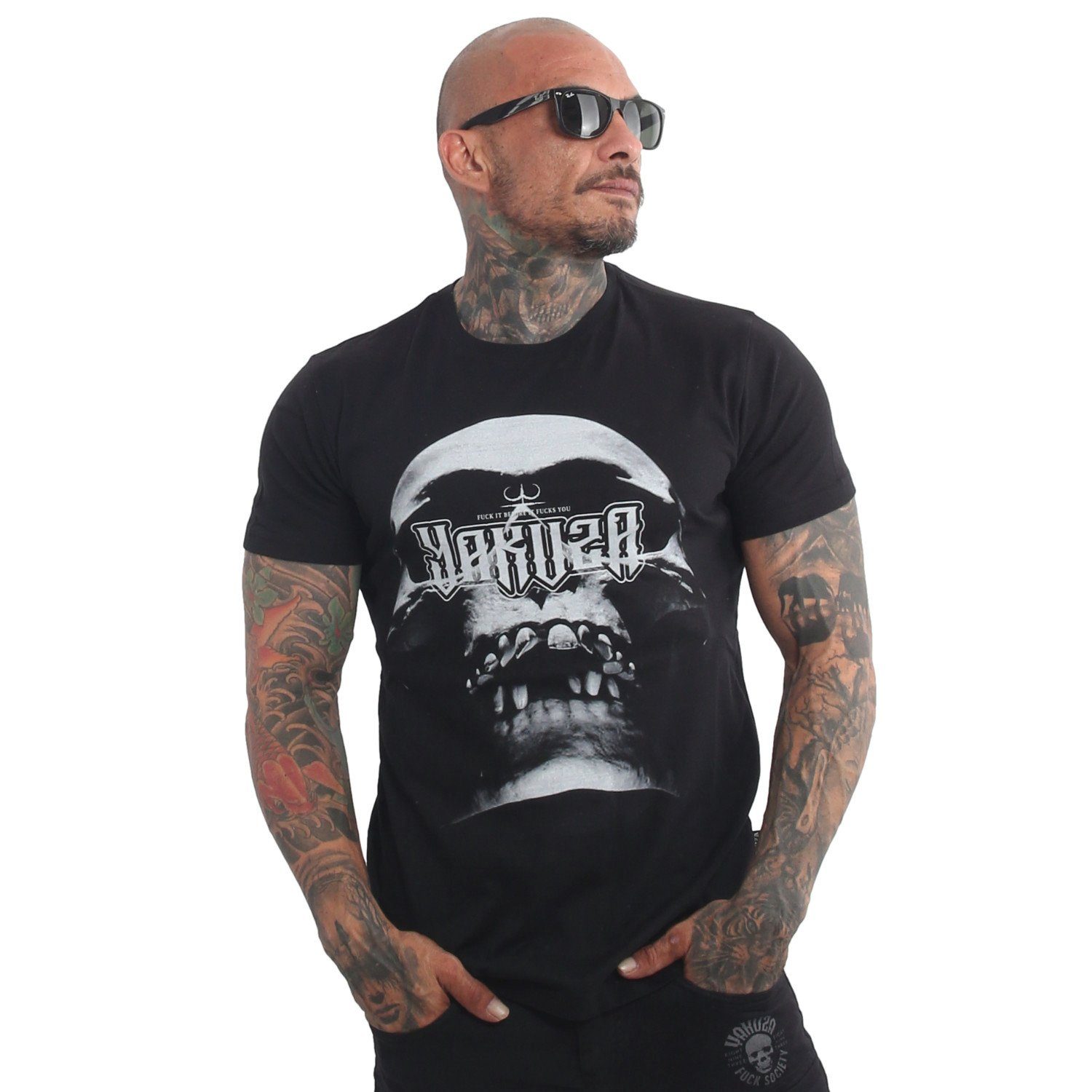 YAKUZA - Herren T-Shirt TSB 12075 "Script Skull" Camouflage (tarn