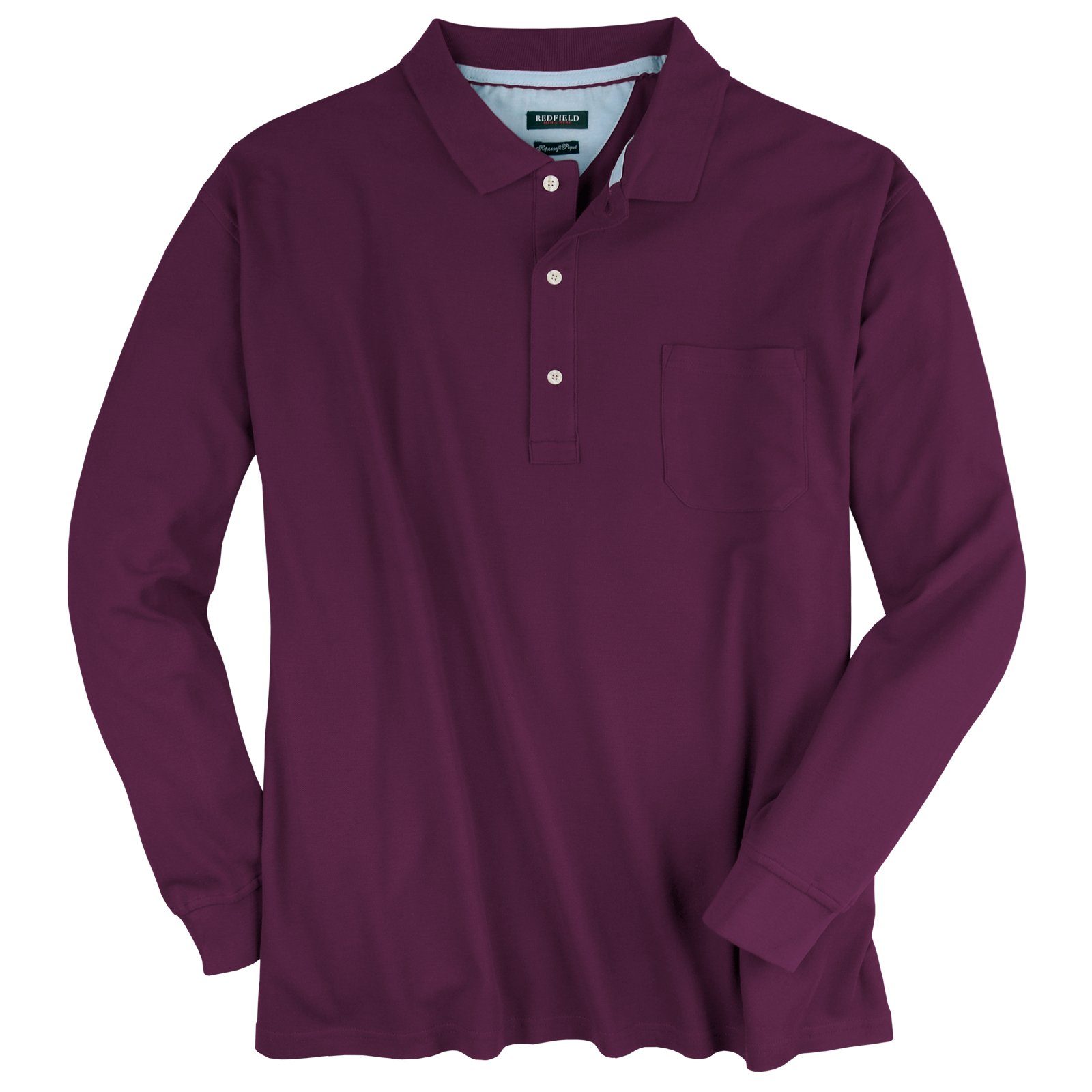 redfield Langarm-Poloshirt Große Größen Herren Langarm-Poloshirt pflaume Redfield Harry