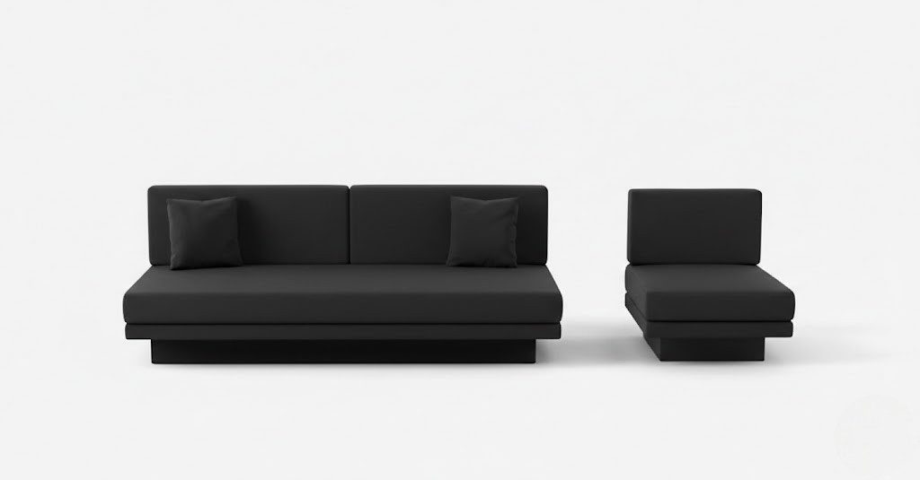 JVmoebel Sofa Schönes Sofa-Set 3+1 Schwarz Minimalistischer Stil Modernes Design, 2 Teile