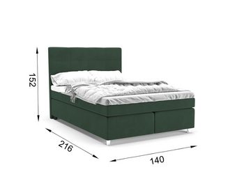 PANDA MÖBEL GmbH Boxspringbett Clark, Doppelbett, Polsterbett mit Kopfteil, Kopfstütze