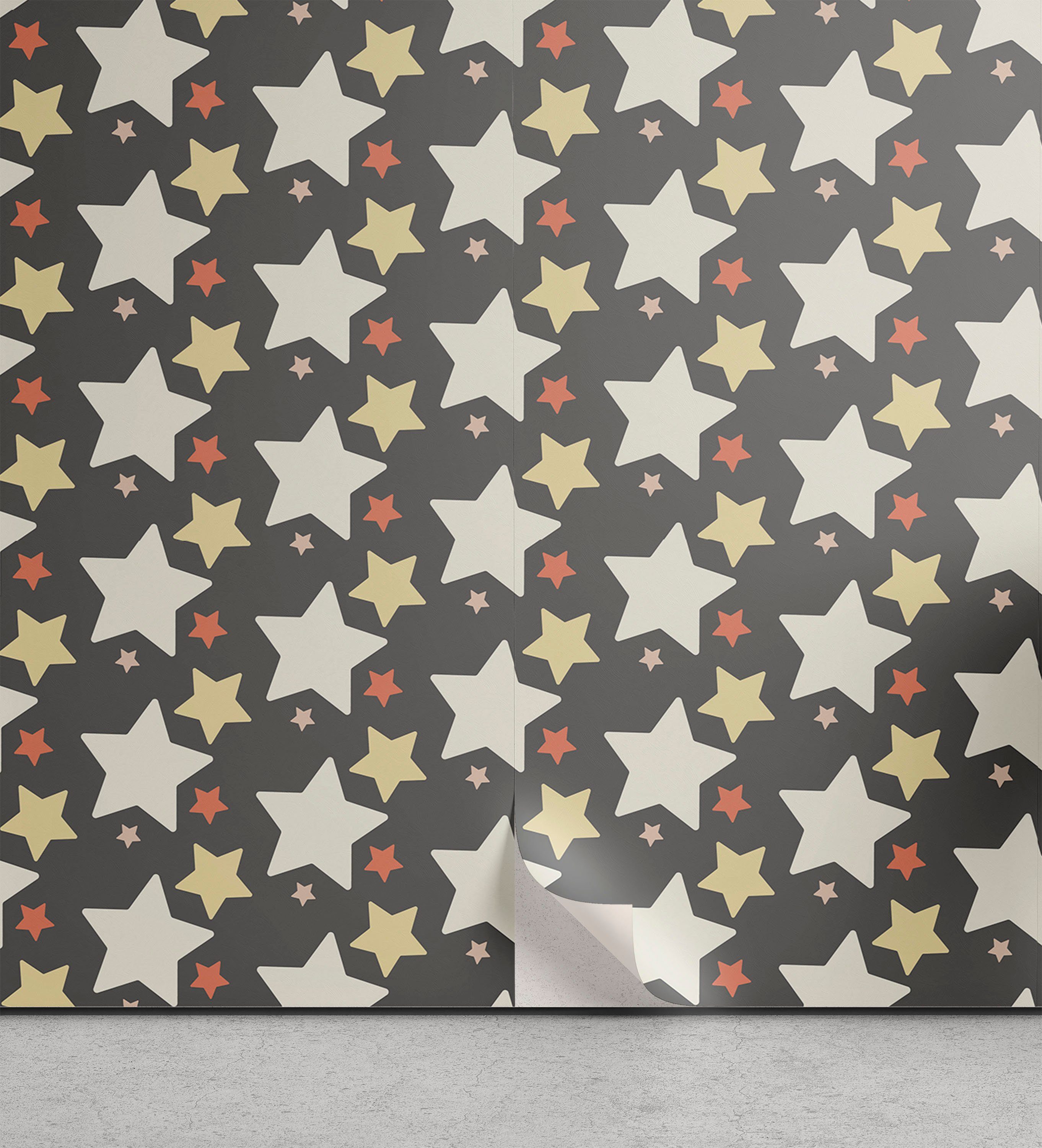 Abakuhaus Vinyltapete selbstklebendes Wohnzimmer Küchenakzent, Retro Big Little Abstrakt Sterne