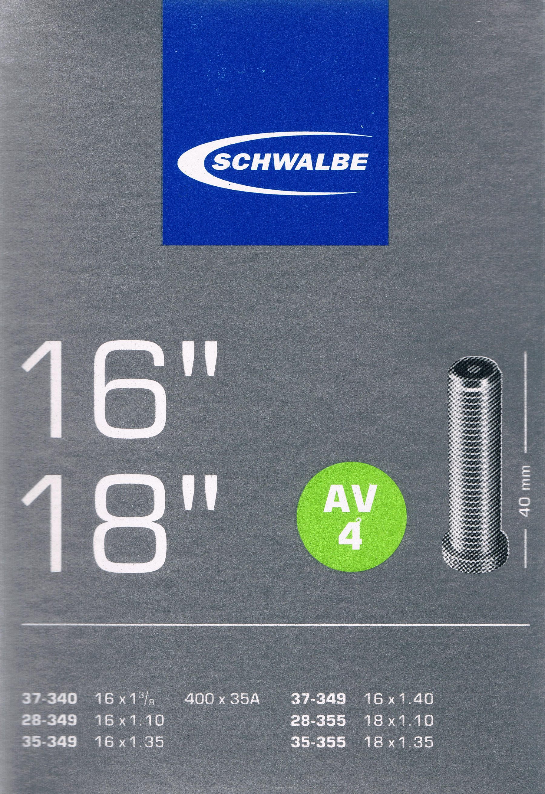 Fahrradschlauch Schwalbe AV 4 Schlauch 16" 18" AV4 Autoventil 16 18 Zoll