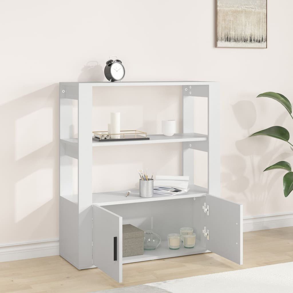 furnicato Sideboard 80 x 30 x 90 cm Weiß (1 St), Stauraum-Beistellschrank mit Ablagen und Türen für dein Wohnzimmer – Bild 3 von 5