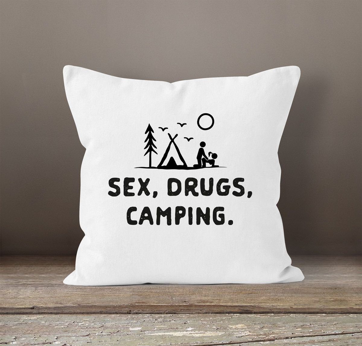 Kissen-Bezug Drugs Deko-Kissen Baumwolle lustig Outdoor Camping MoonWorks Kissen-Hülle MoonWorks® Design Sex Dekokissen