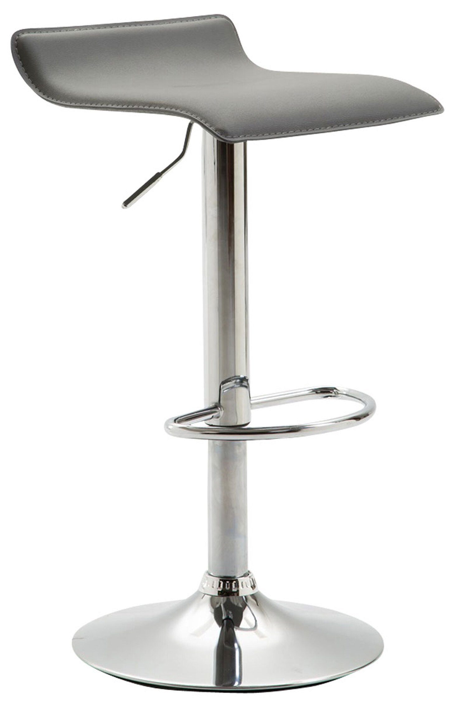 TPFLiving Barhocker Dynasty2 (mit Fußstütze - Barstuhl höhenverstellbar - Hocker für Theke & Küche), 360° drehbar - chromfarbener Stahl - Sitzfläche: Kunstleder Grau