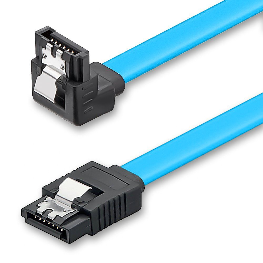 deleyCON deleyCON 0,3m SATA 3 Datenkabel mit Clip - 1x Winkel 90° Grad - S-ATA Computer-Kabel