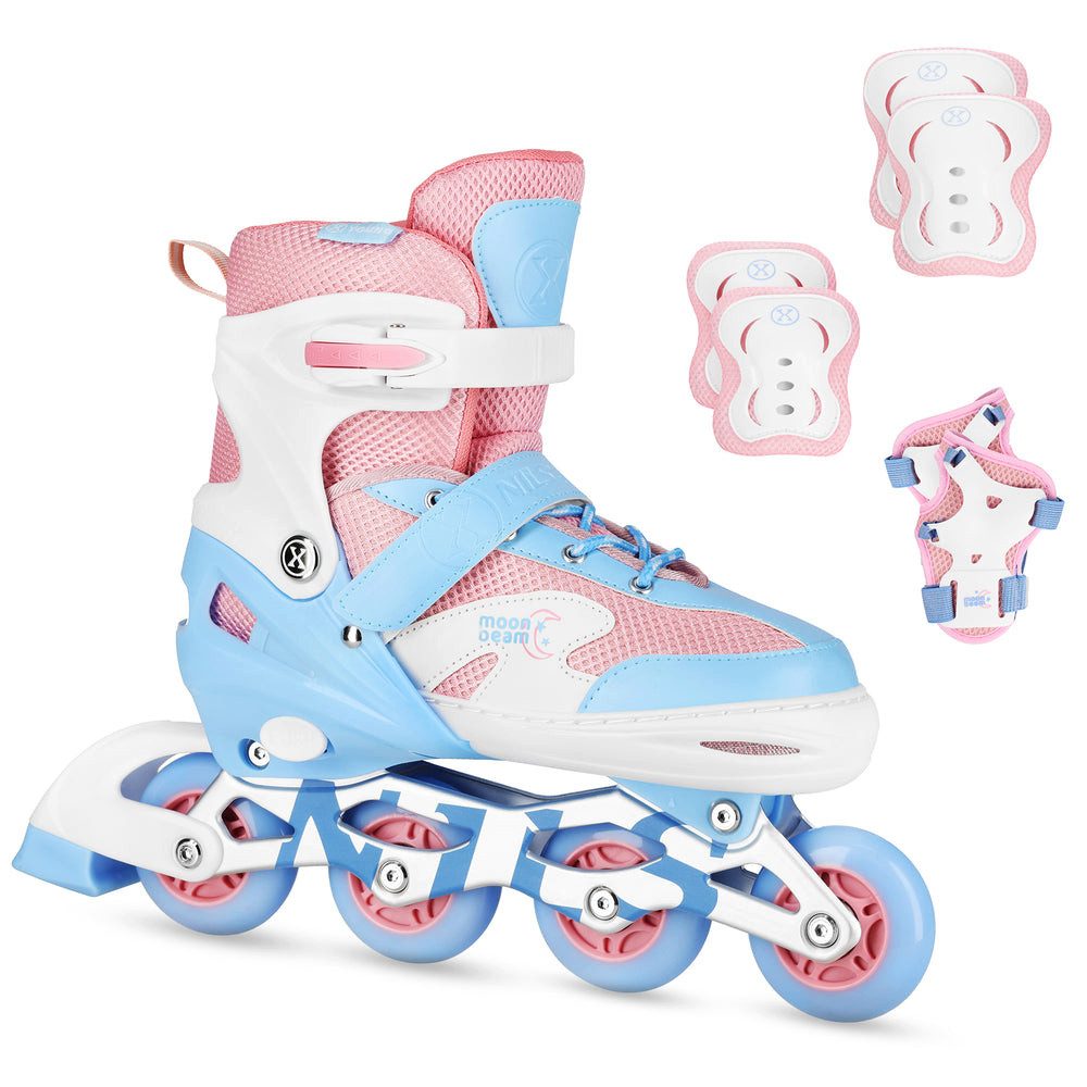 NILS EXTREME Inlineskates Kinderinliner Rollschuhe LED-Rollen, (Spar-Set, 2-St., 39-42), verstellbar, LED-Rollen, Schutzset, ABEC-7
