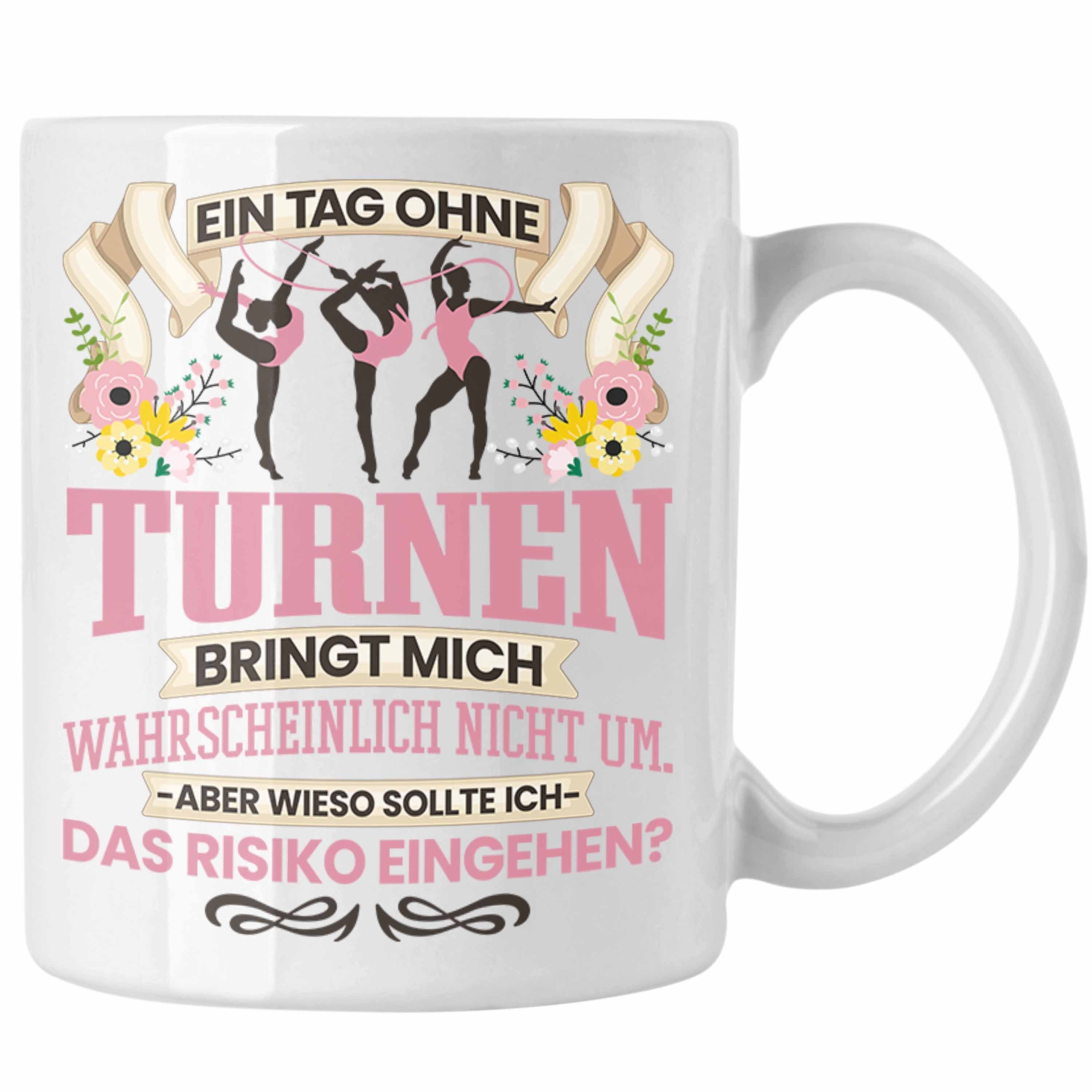 Weiss - Tasse für Turnerin Geschenk Trendation Tasse Trendation Mädchen Turnen Frauen Leichta