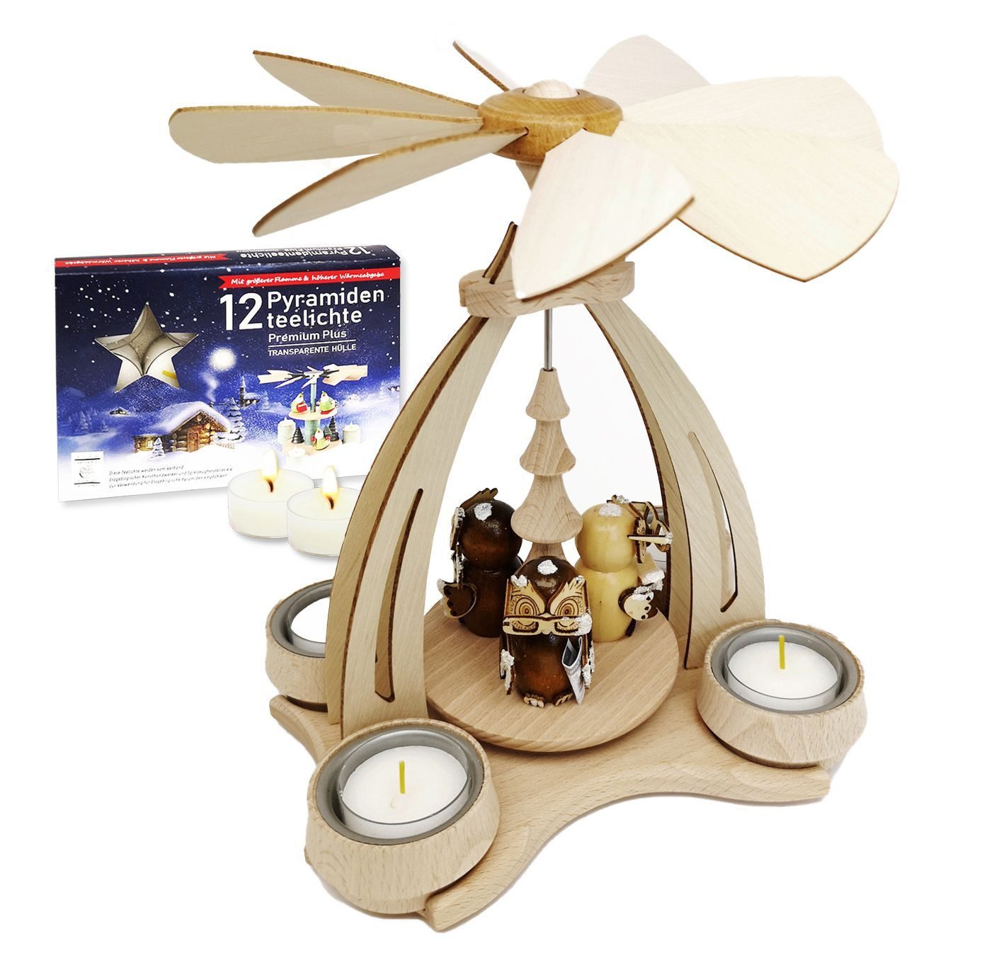 Dekoteam24 Weihnachtspyramide Tischpyramide - Eulenwald - 14x18x24cm günstig online kaufen