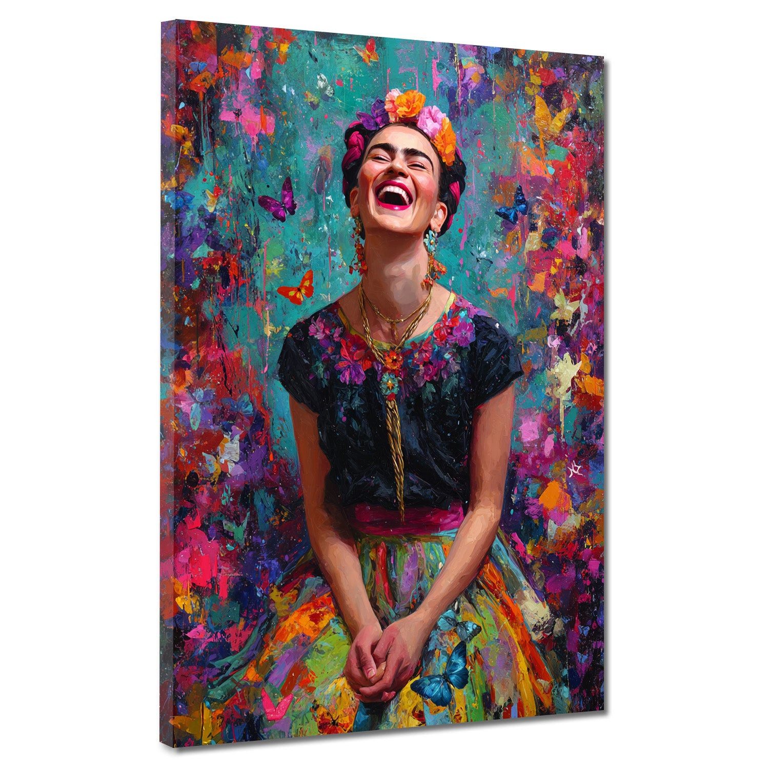 Artedinoi Leinwandbild Pop Art Frida Porträt Farbenfreude Leinwandbild Wandbild Kunstdruck XL