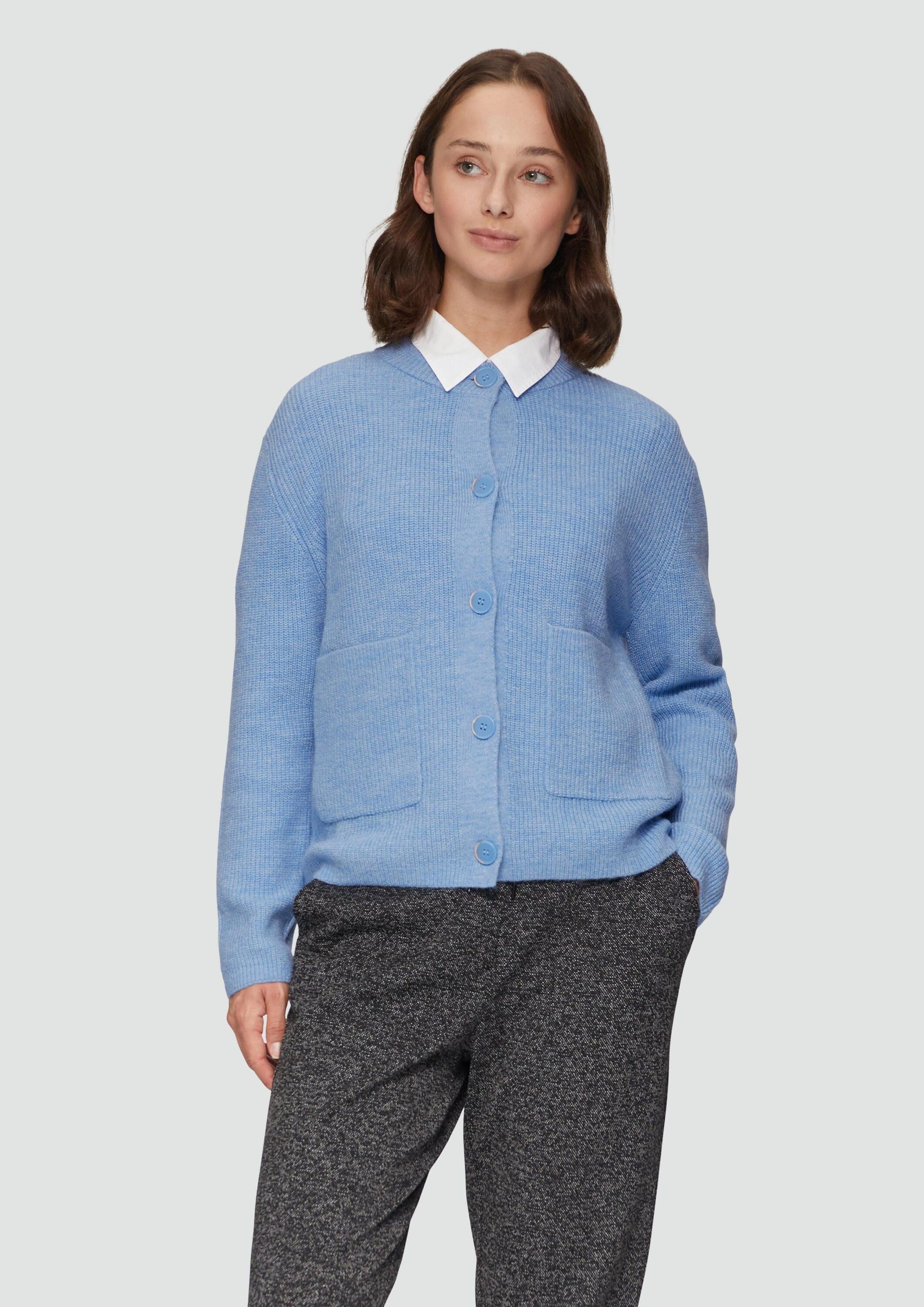 s.Oliver Cardigan Strickjacke Strickjacke aus Alpakamix mit aufgesetzten Taschen