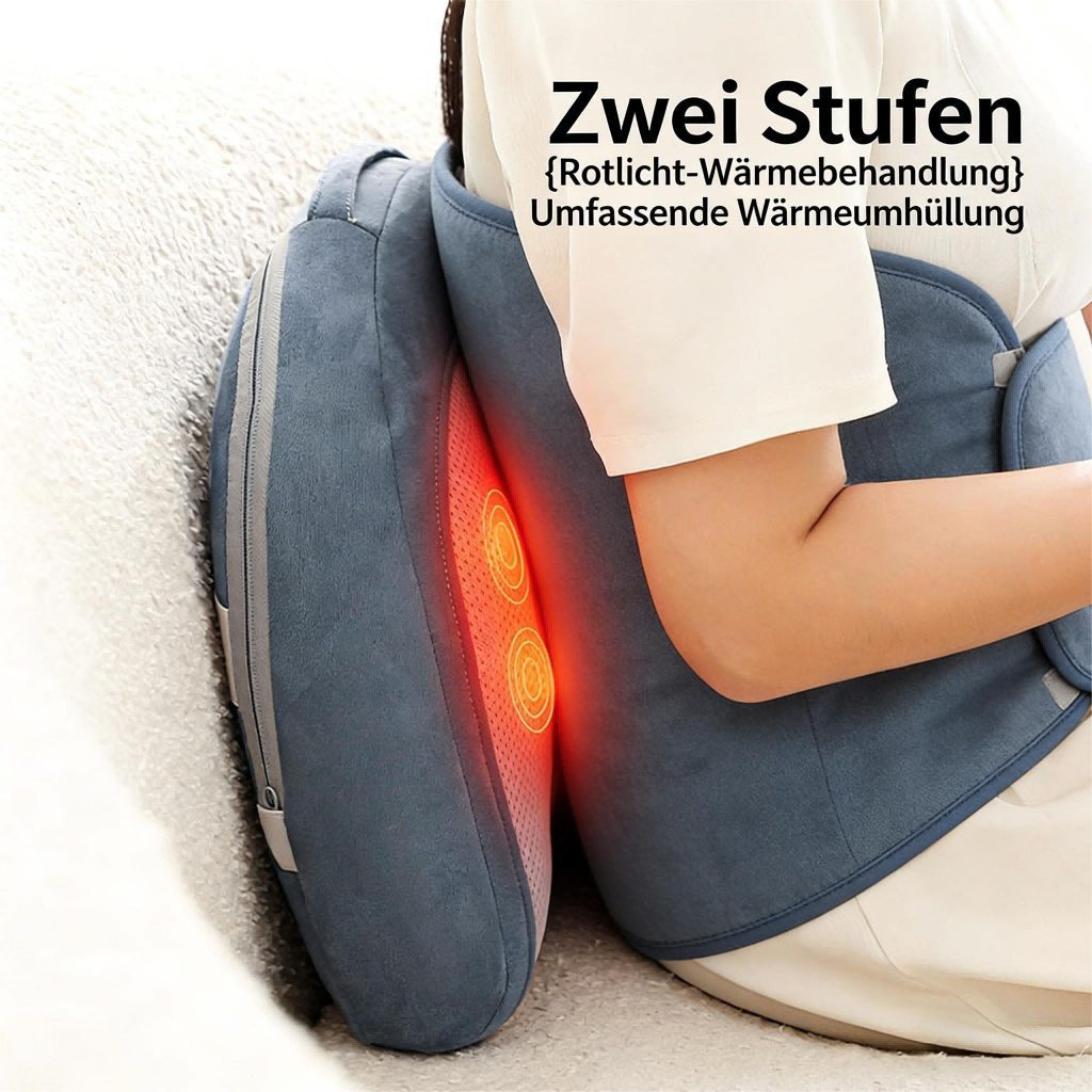 ibettertec Massagematte Massagematte Multifunktionale Massagekissen mit Wärme, Biomimetische Knetmassage & Rotlicht-Wärmetherapie, Portable Lösung für Nacken, Rücken & Lenden, Kabellos mit Timer für Büro, Auto & Zuhause
