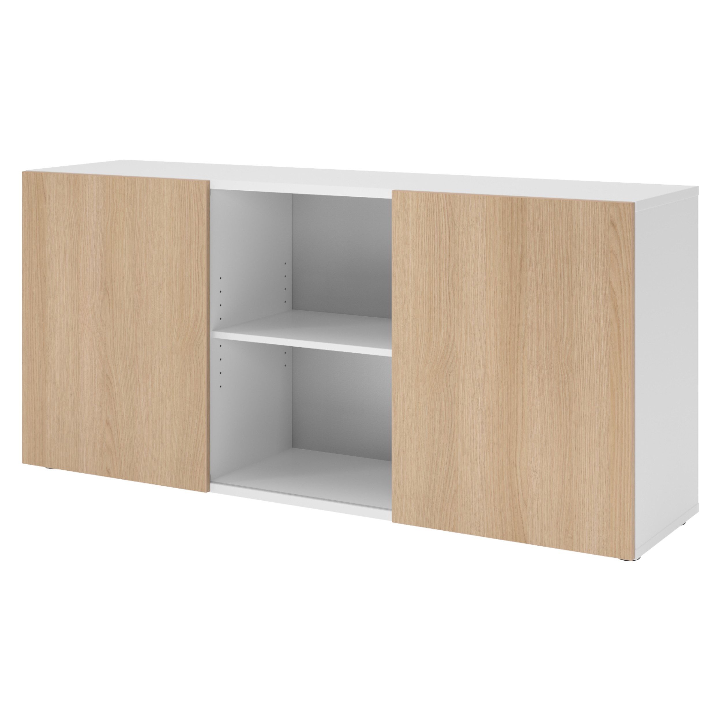 bümö Sideboard office Sideboard mit Schwebetür, Dekor: Weiß/Eiche