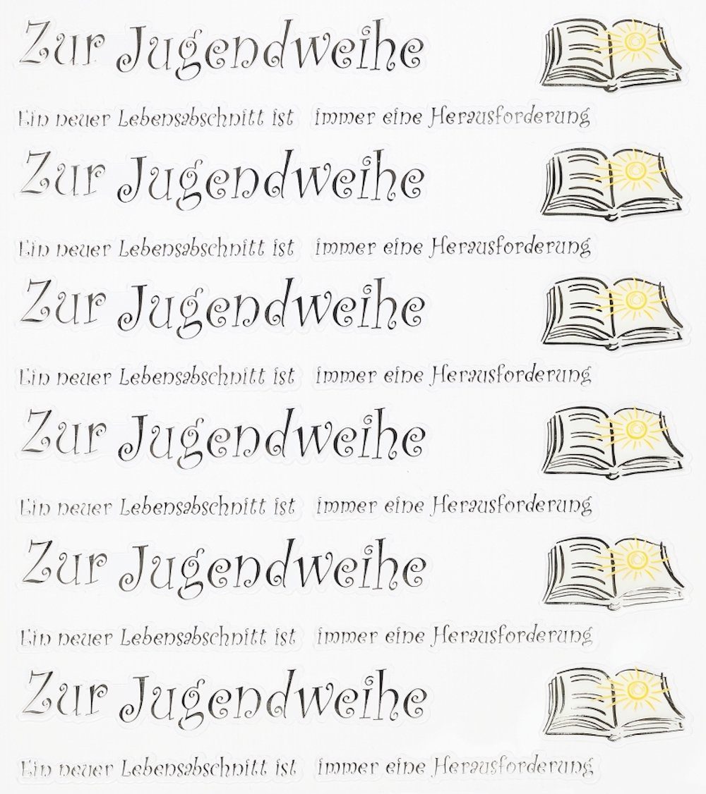 HobbyFun Aufkleber Hobby-Design Sticker, Zur Jugendweihe II, 15x17cm