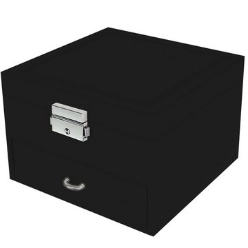 Retoo Schmuckkasten Schmuckkästchen Schmuckkasten Schmuckkoffer Reise Jewelry Box Schwarz (set, Koffer Schlüssel Rutschfeste Beine Originalverpackung Anleitung), Spiegel und Verschluss dem Schlüssel Praktische Anordnung der Schachte