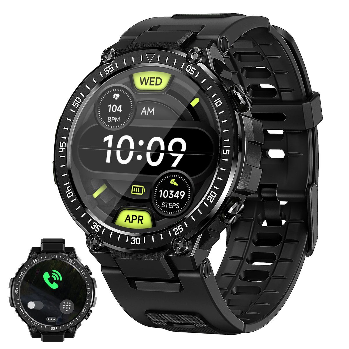 HYIEAR Smartwatch Damen Herren, 1,39" Touchscreen, IP68 wasserdicht Smartwatch, 1-tlg., Wird mit USB-Ladekabel geliefert, Sportarmbänder, Fitnessuhren, Gesundheitsfunktionen