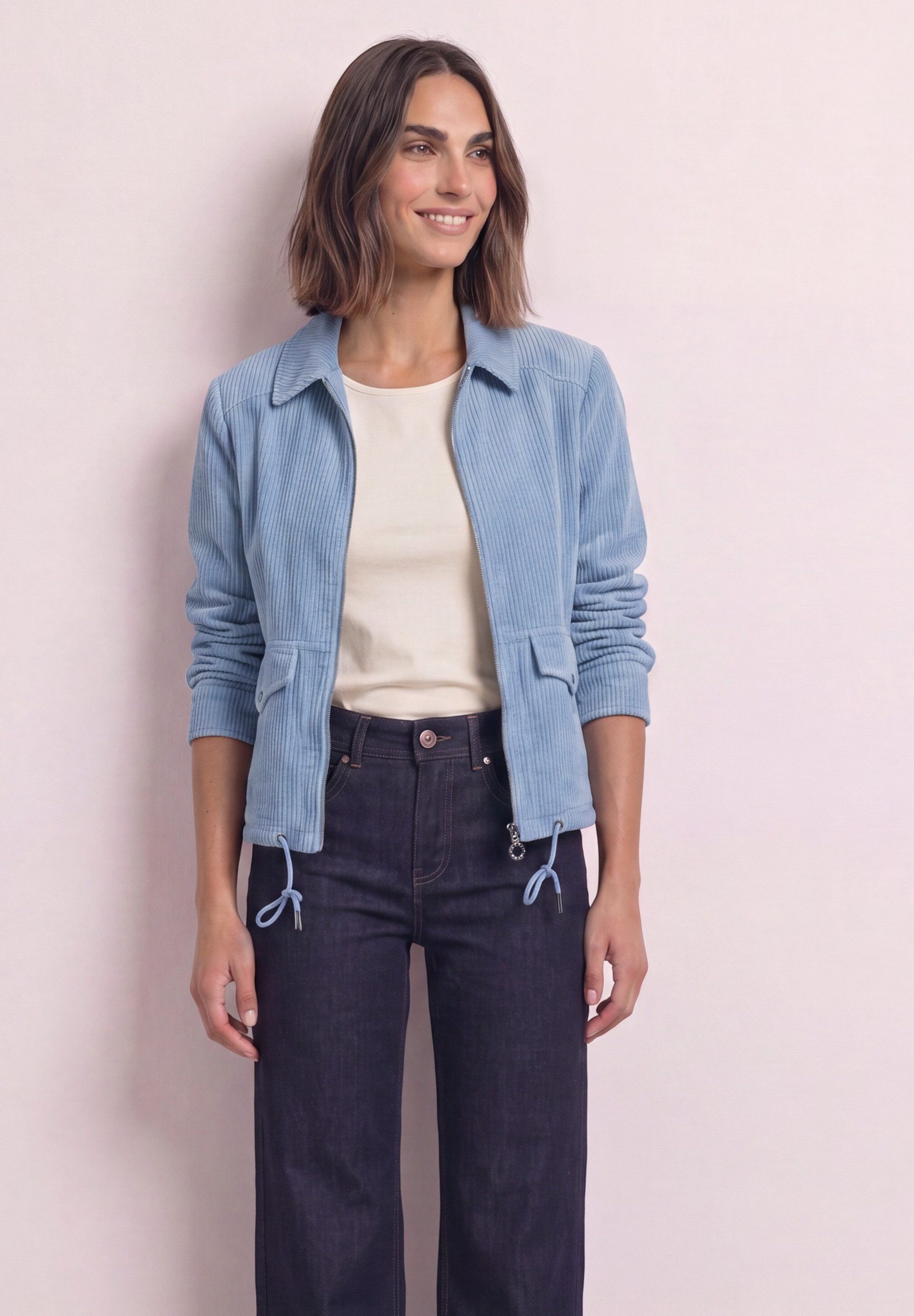 STREET ONE Cordjacke mit Tunnelzugsaum