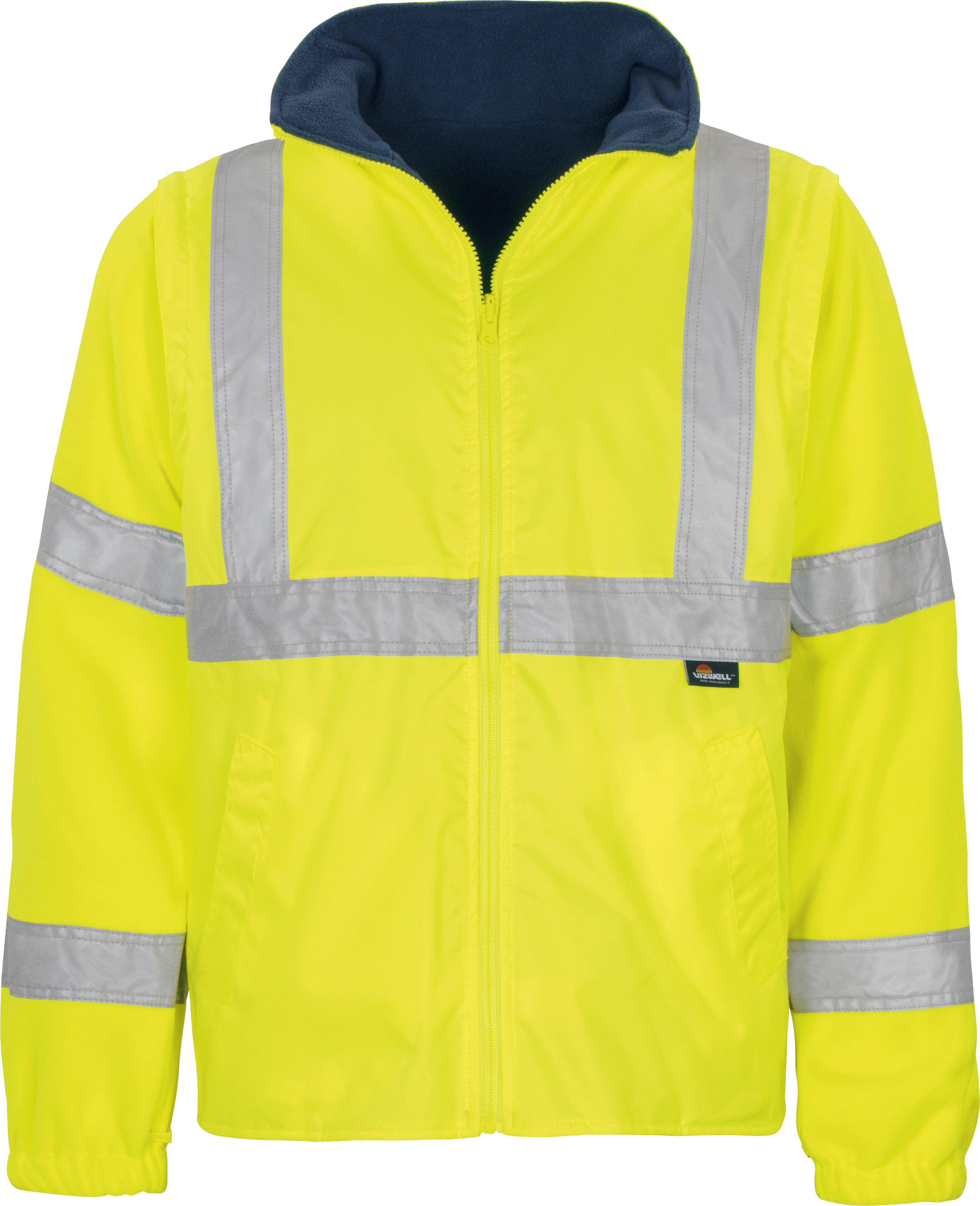 Funktionsparka 5 in1 Warnschutz Parka Arbeitsjacke Winterjacke mit Kapuze