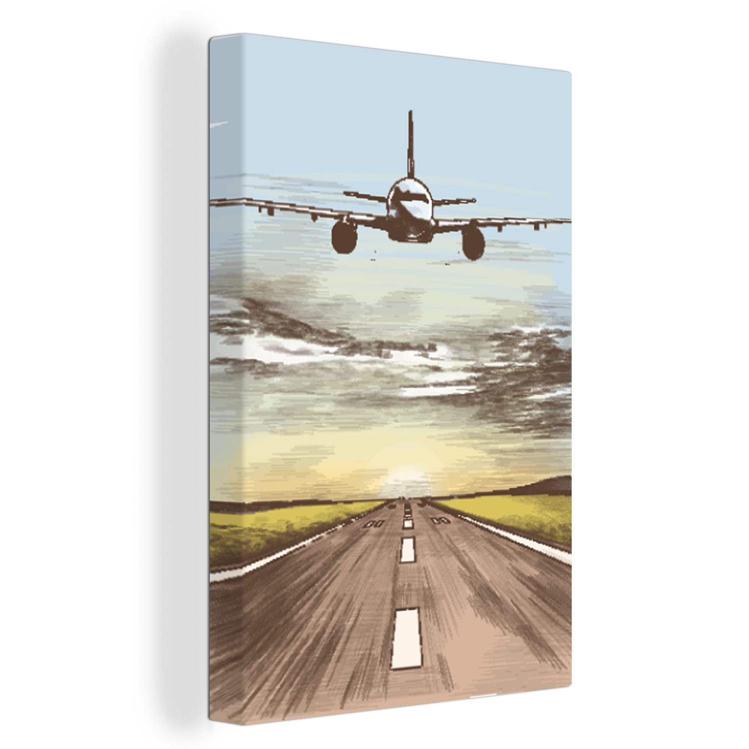 OneMillionCanvasses® Leinwandbild Flugzeuge - Himmel - Sonne, (1 St), Leinwandbild fertig bespannt inkl. Zackenaufhänger, Gemälde, 20x30 cm