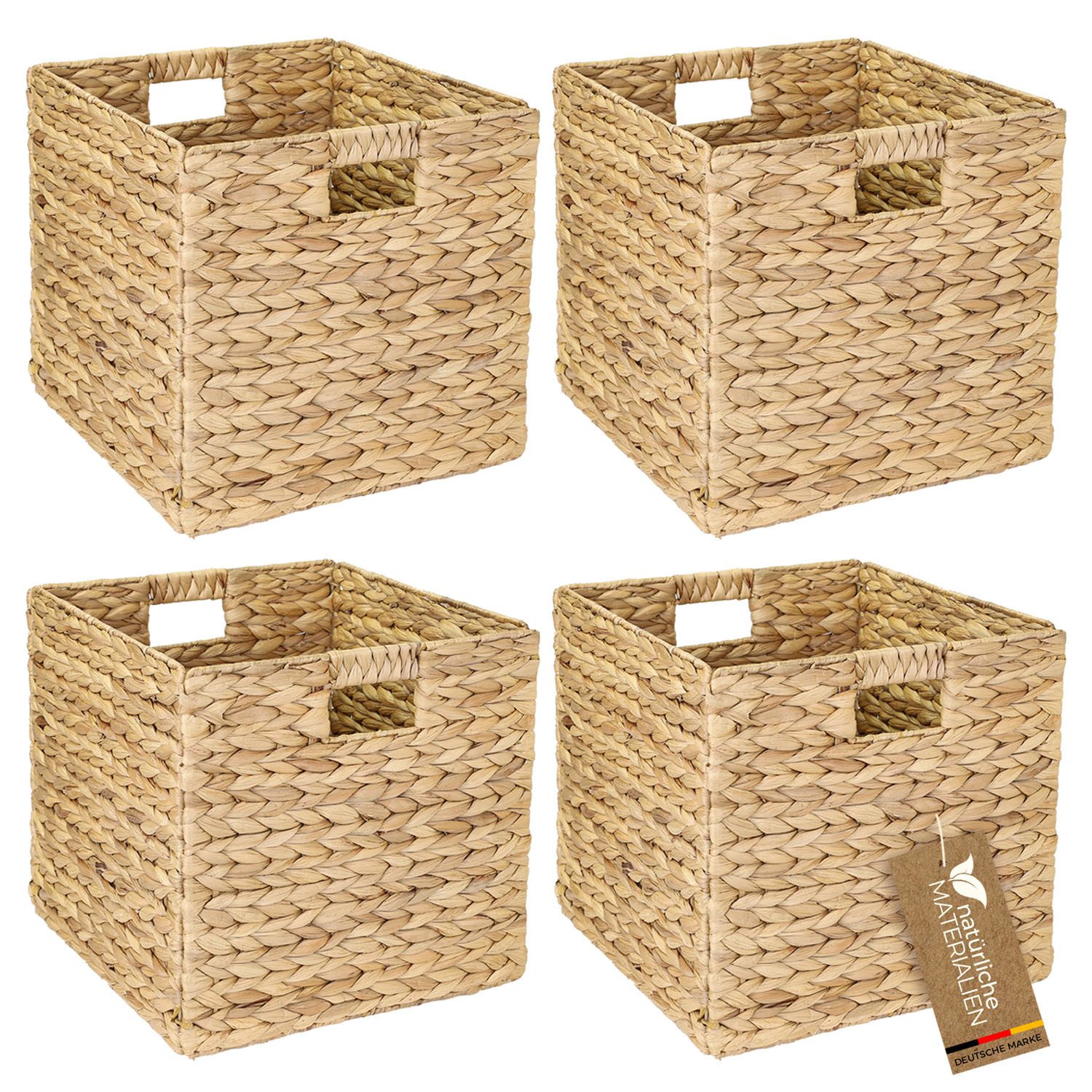 HMF Regalkorb Хранилищаskorb, geflochten aus Wasserhyazinthe, passend für Kallax Regale 32 x 34,5 x 32 cm, natur