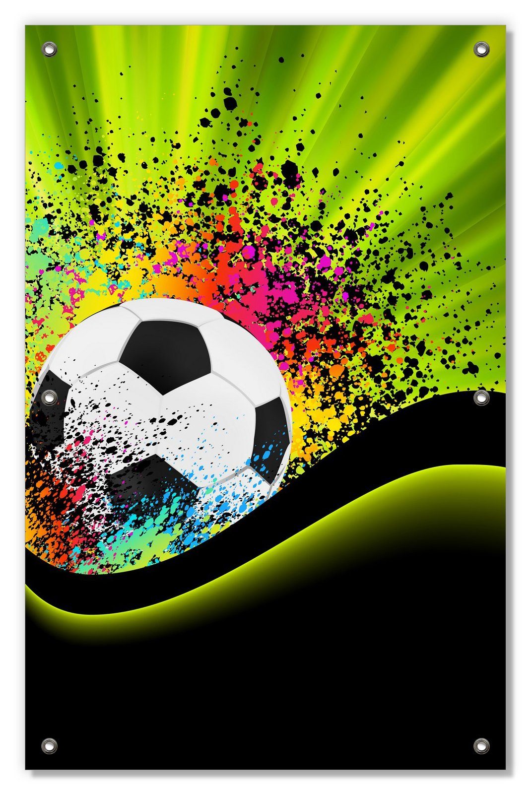 Regenbogen Design Fußball in und Sonnenschutz grün, wiederablösbar wiederverwendbar - Wallario, und Saugnäpfen, blickdicht, Wellen mit