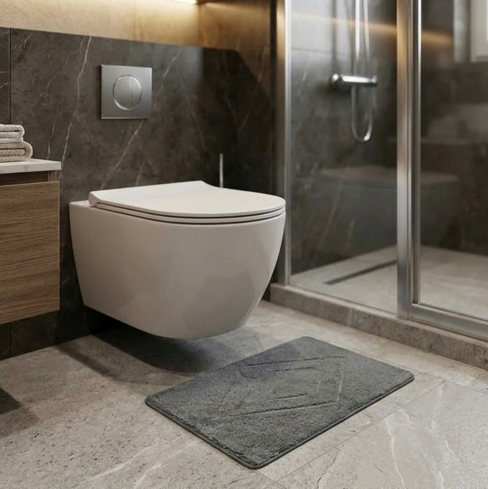 HAC24 Badematte Badezimmer Teppich Badvorleger Badteppich Badläufer, Waschbar, Baumwolle, Streifen, 60 x 40 cm Saugstark Waschbar bei 30 °C