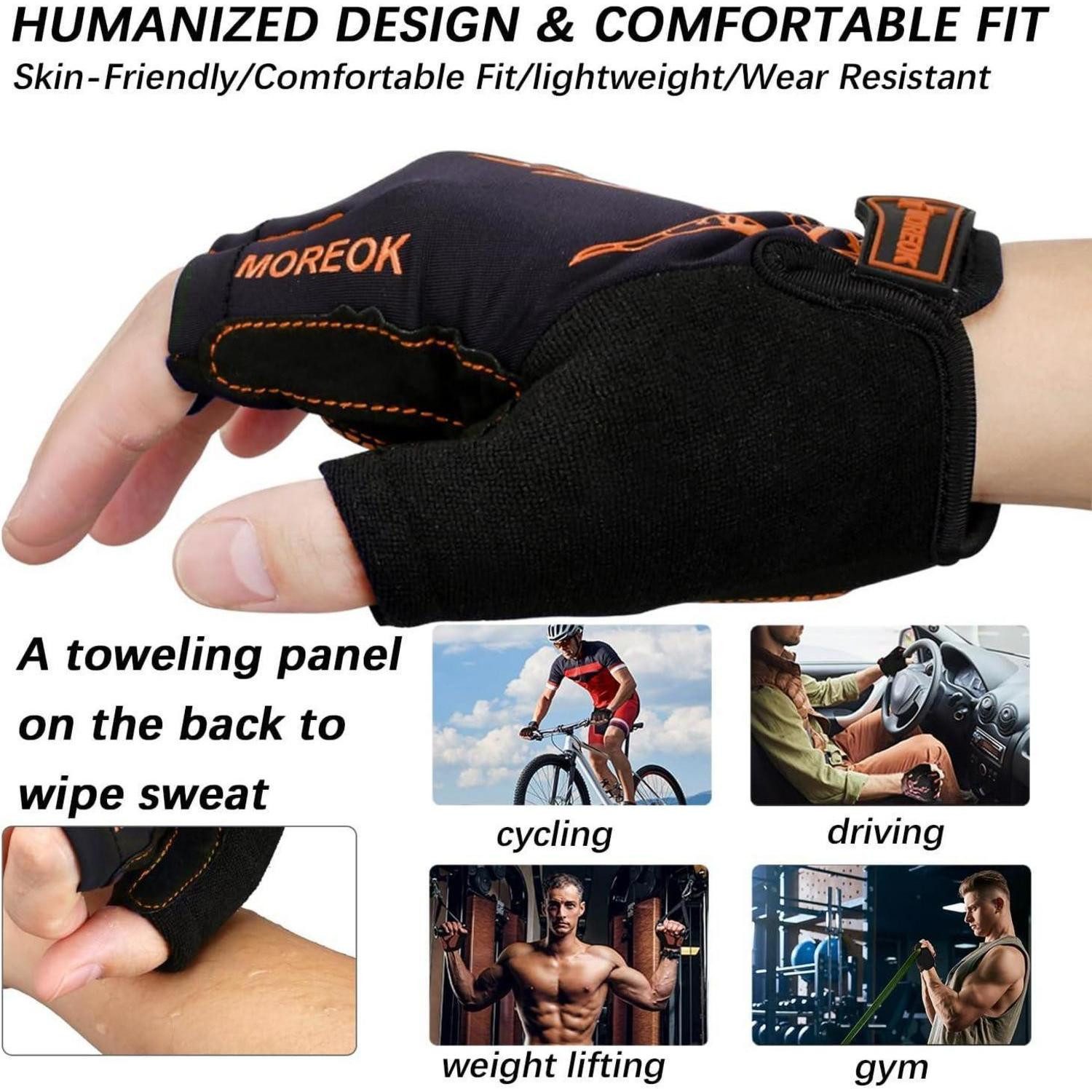 LuxusKollektion Fahrradhandschuhe Fahrradhandschuhe Halbfinger Unisex Gel 5MM Rutschfest MTB Orange L