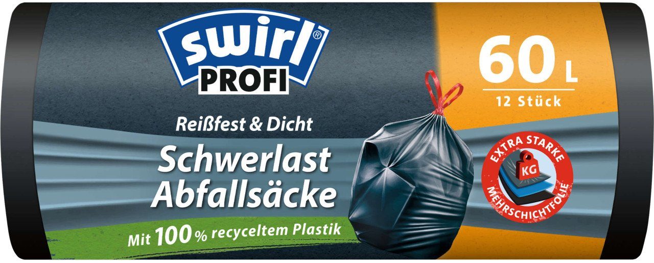 Swirl Müllsackständer Swirl® Schwerlast-Säcke Profi mit Zugband 60 L