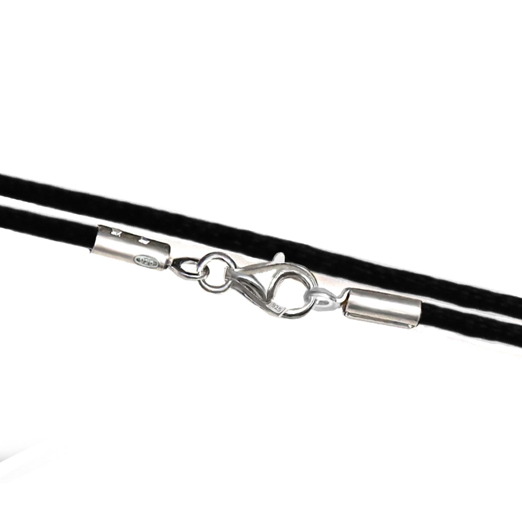 Edellis Kette mit Anhänger Schwarzem Seidenband Halskette mit einem Sterling Silber Verschluss (1-tlg) – Bild 3 von 4