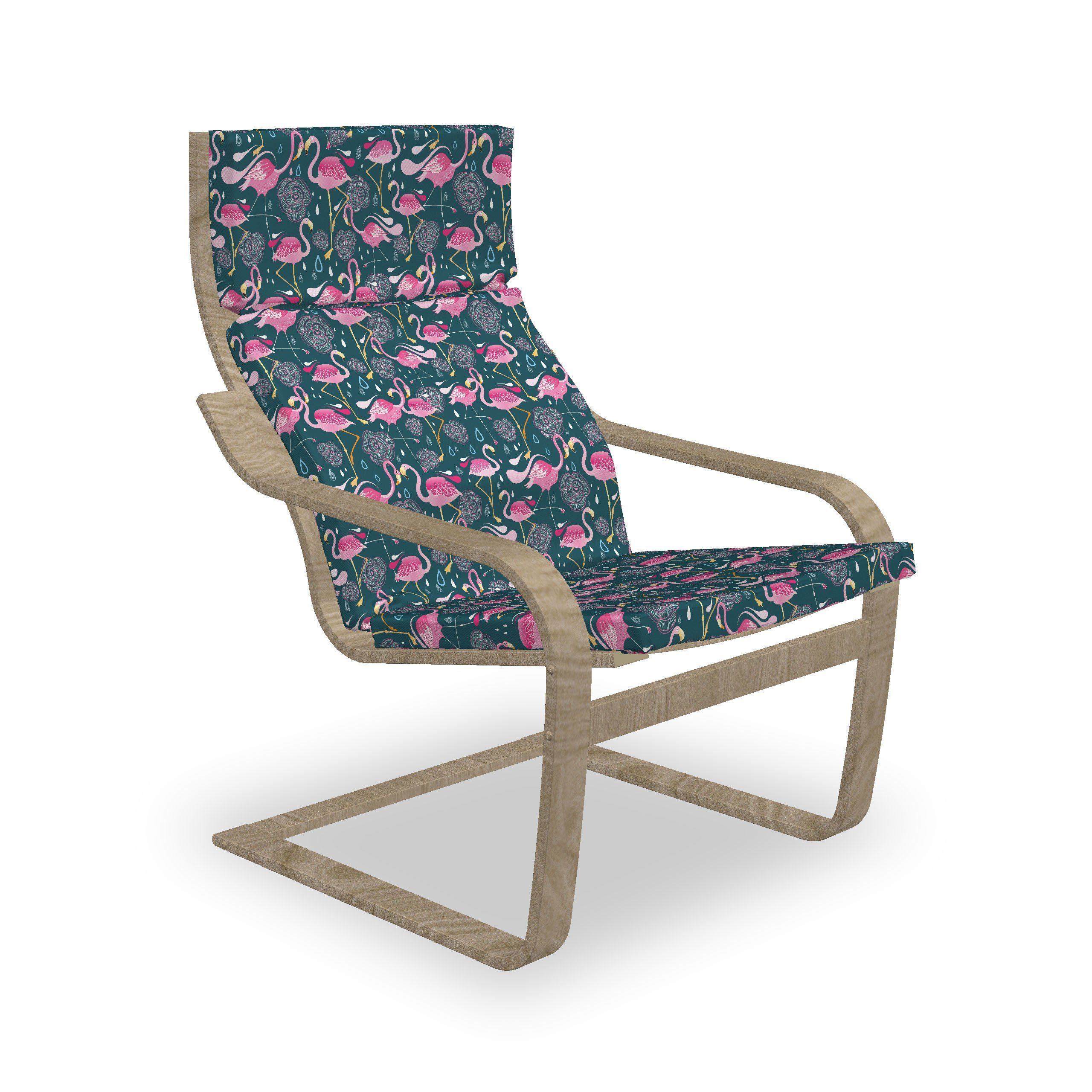 Abakuhaus Stuhlkissen Sitzkissen mit Stuhlkissen mit Hakenschlaufe und Reißverschluss, Flamingo Exotische rosae Vögel Blumen
