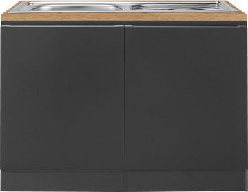 Kochstation Spülenschrank KS-Bruneck >>Bruneck<< 120 cm breit, für viel Stauraum, hochwertige MDF-Fronten