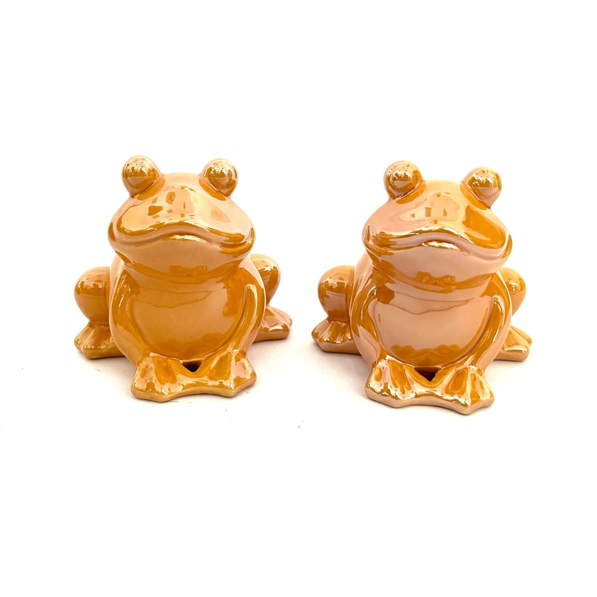 Countryfield Gartenfigur Deko Frosch 2er Set Braun Keramik Sommer 11 cm, Glänzend