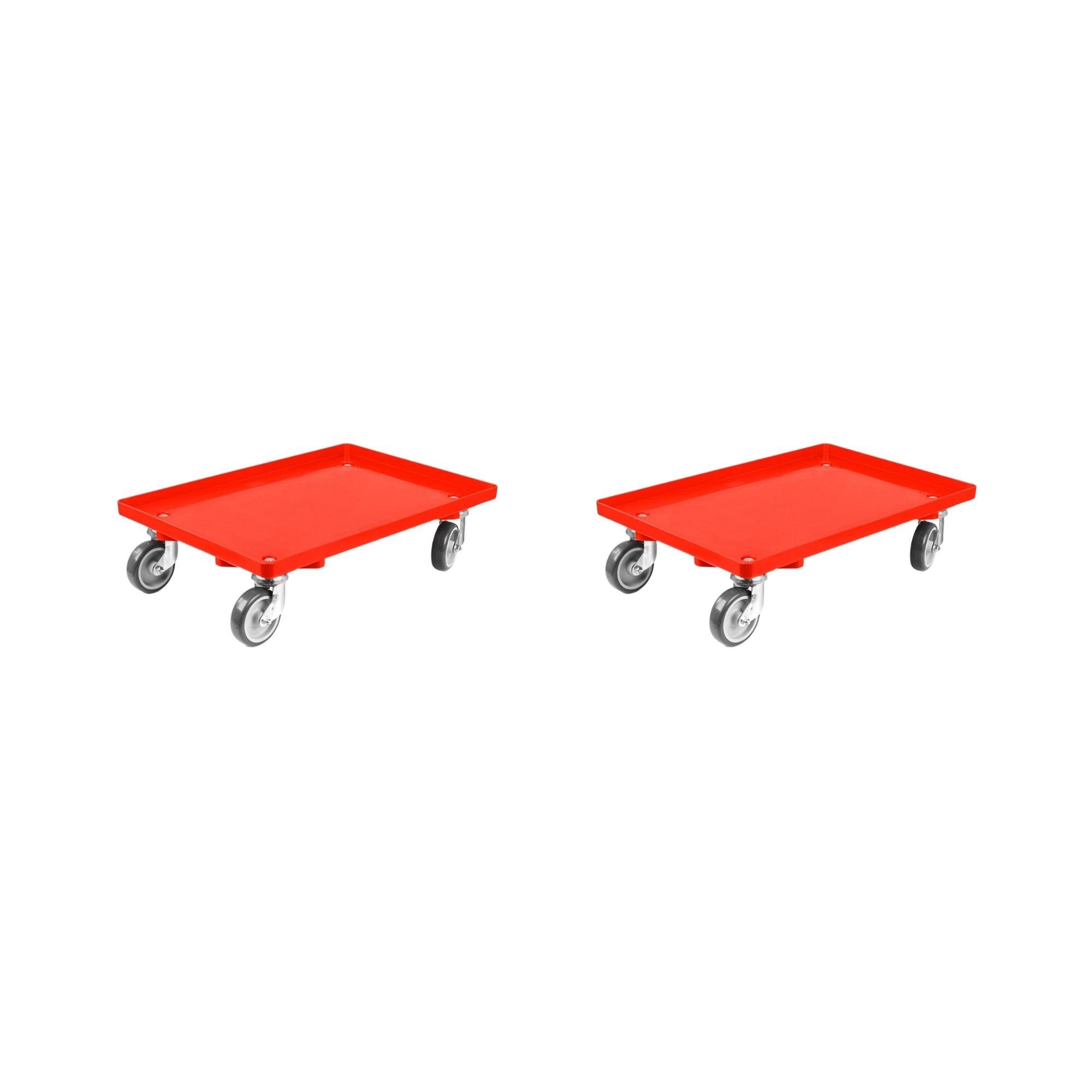 Transportroller SparSet 2x Transportroller für Euroboxen 60x40cm, Rot, 4 Räder
