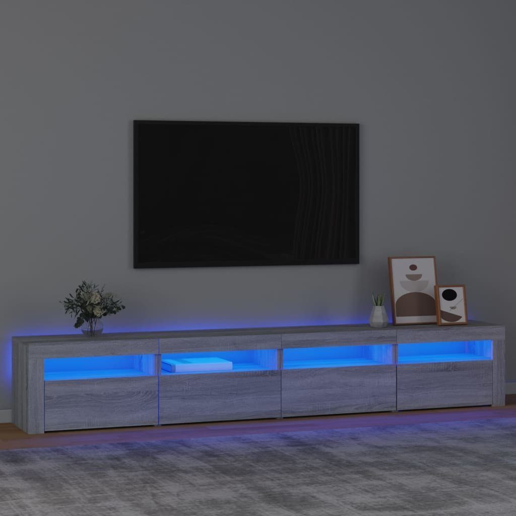 vidaXL TV-Schrank TV-Schrank mit LED-Leuchten Grau Sonoma 240x35x40 cm (1-St)
