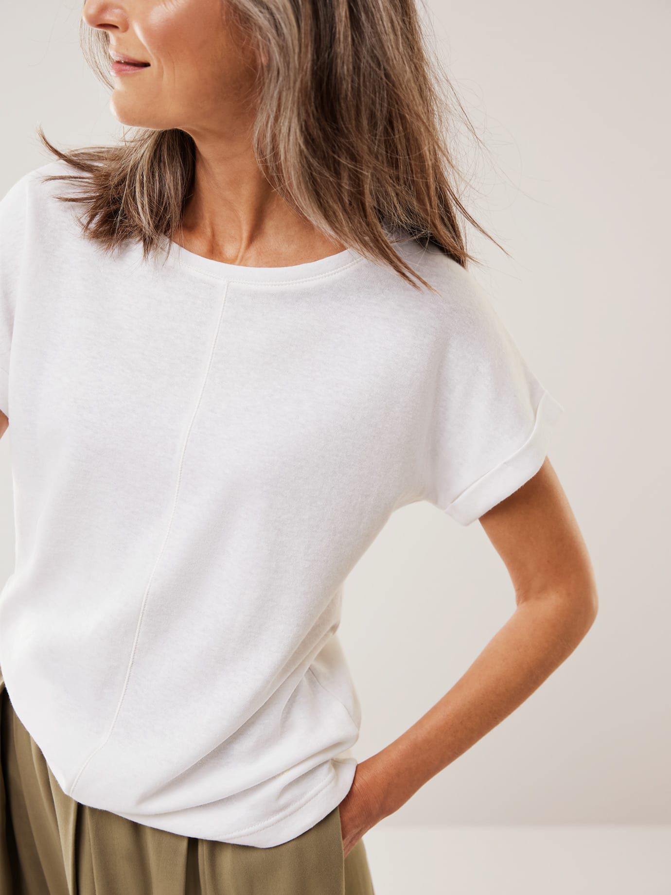 Walbusch T-Shirt Damen Kimonoshirt Leinenmix Rundhals Kurzarm Luftig-leichtes Sommershirt, Leinen-Baumwollmix, pflegeleicht