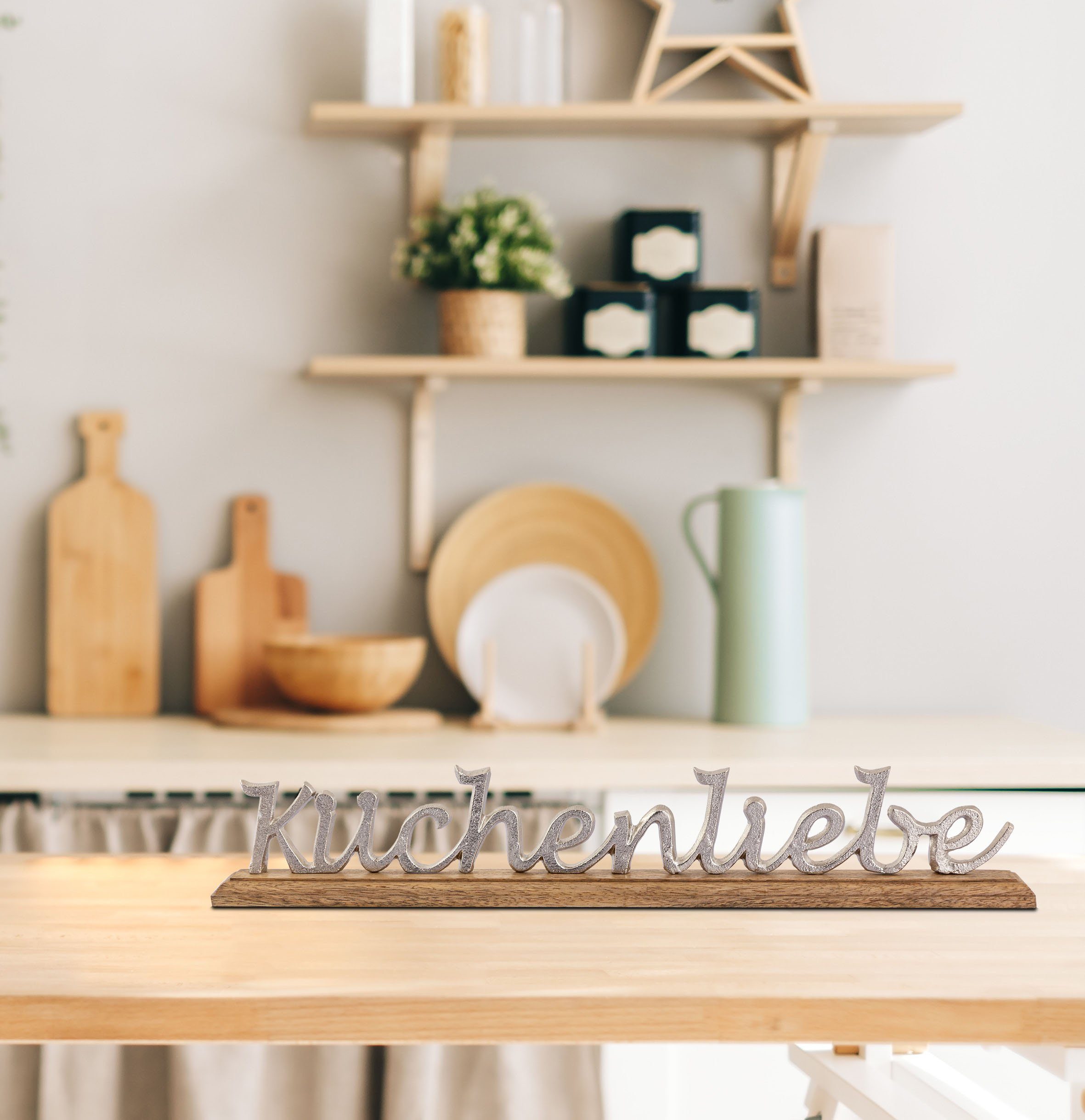 my home Deko-Schriftzug »Küchenliebe«, aus Metall, auf Holz-HomeTrends