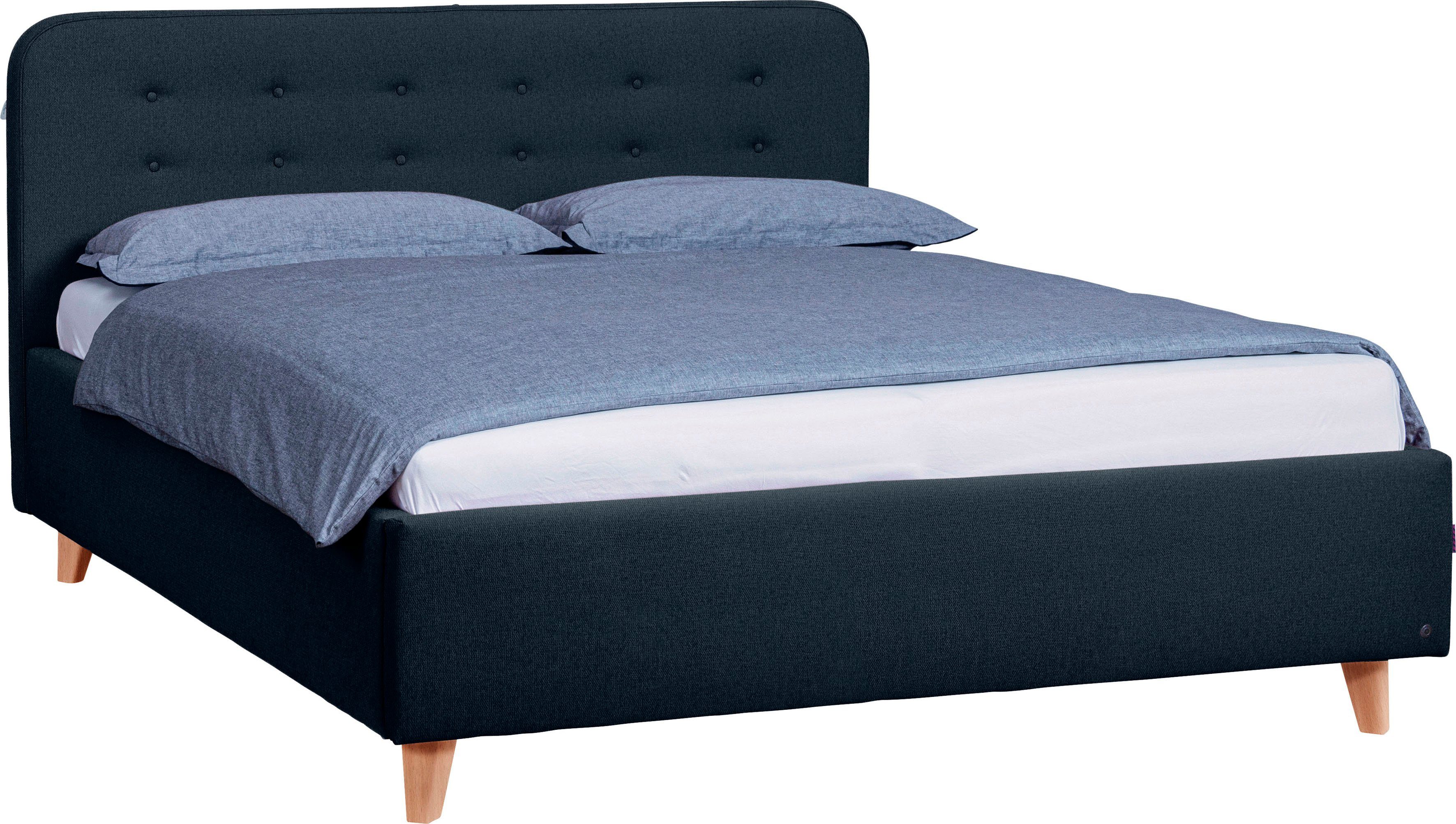 TOM TAILOR HOME Polsterbett NORDIC BED, mit Knopfheftung im Kopfteil, Füße Buche natur