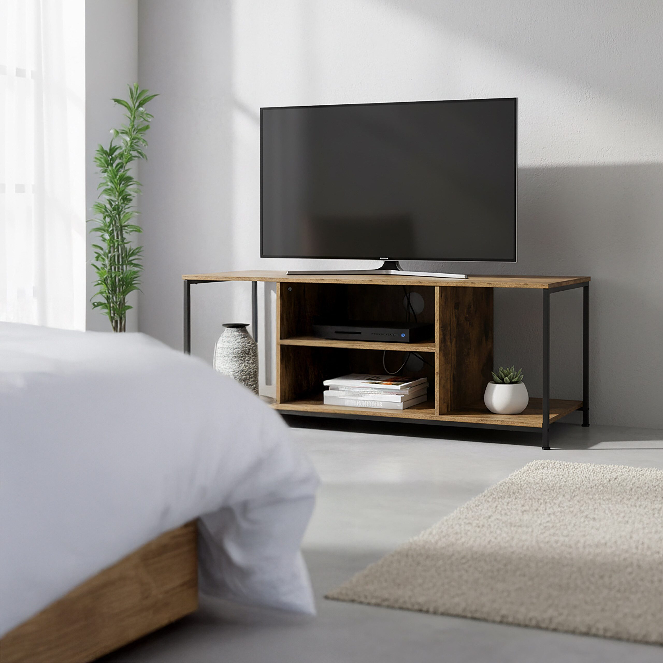 relaxdays TV-Bank TV Lowboard 4 Fächer