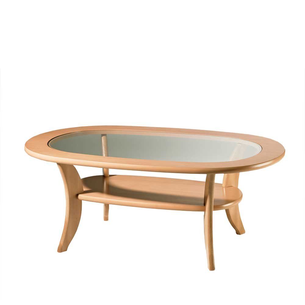 Tischplatte ovaler mit Pharao24 Couchtisch Matreos, Massivholz, aus