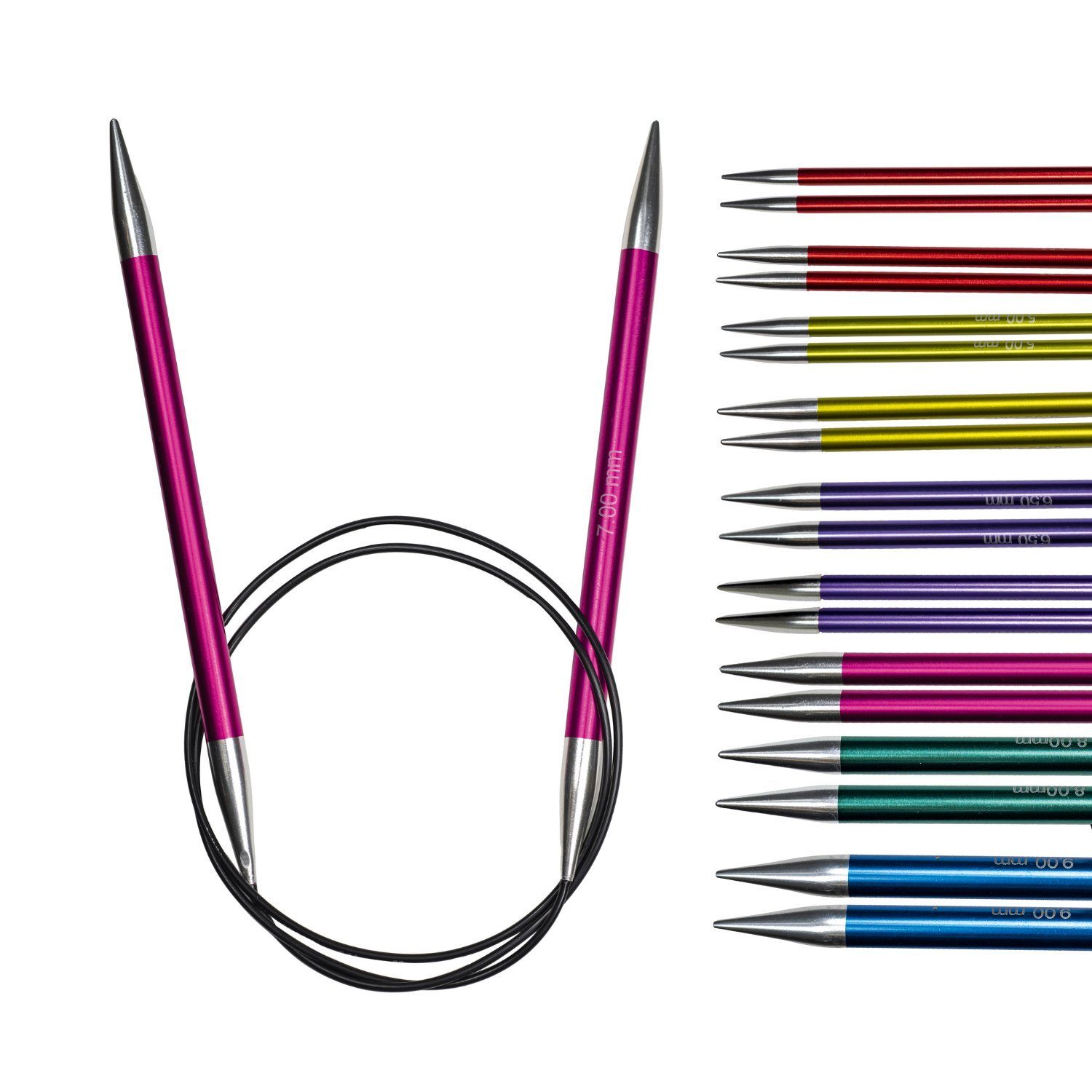 LANA GROSSA Rundstricknadeln Rundstricknadel Set Aluminium Rainbow mit Nadelspitzen 3,5 - 8,0 mm, Stricknadelset mit acht Nadelspitzenpaaren aus Aluminium 3,5 - – Bild 4 von 4