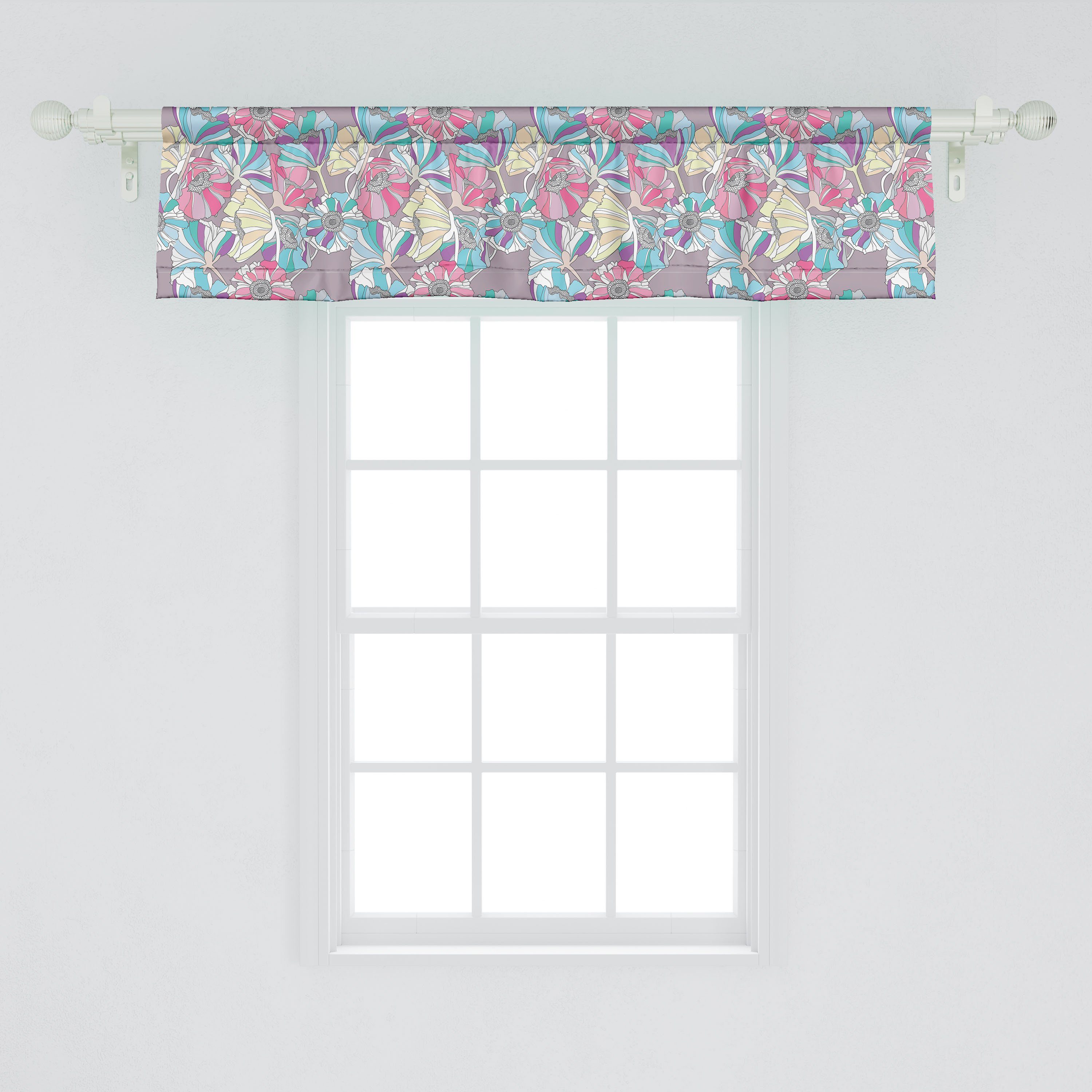 Scheibengardine Vorhang Volant für Kirschblüte mit Microfaser, Abakuhaus, Dekor Schlafzimmer Blume Stangentasche, Küche