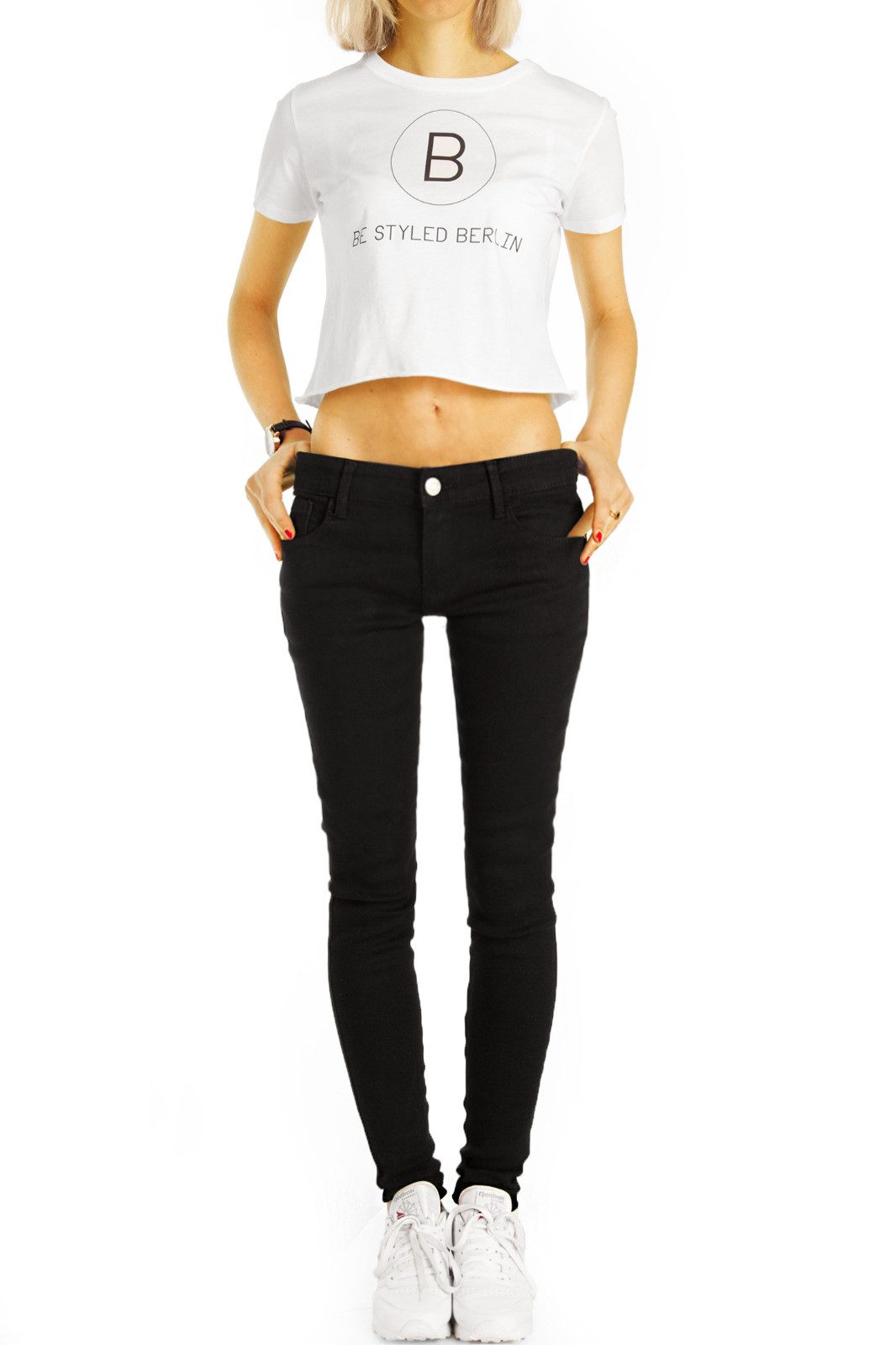 be styled Low-rise-Jeans Low Waist Jeans Hose hüftige Röhrenjeans Hüftjeans - Damen - j2e mit Stretch-Anteil
