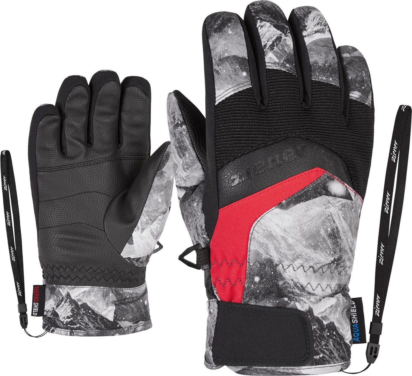 Ziener mountain junior grey Skihandschuhe print AS(R) glove LABINO