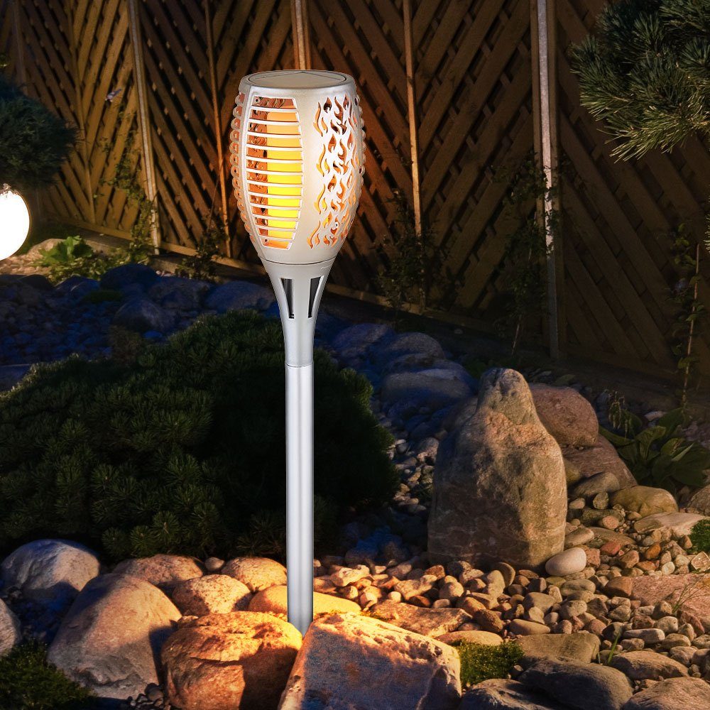 etc-shop LED Solarleuchte, Leuchtmittel inklusive, Warmweiß, Solarlampen für außen Garten Steckleuchte Flammeneffekt IP44