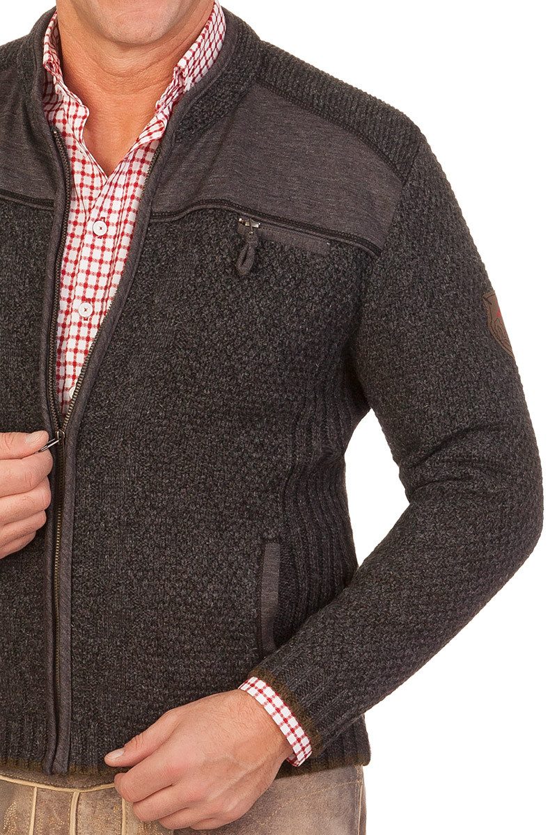 Spieth & Wensky Trachtenstrickjacke Strickjacke Herren - KASIMIR - dunkelgrau, jeansblau