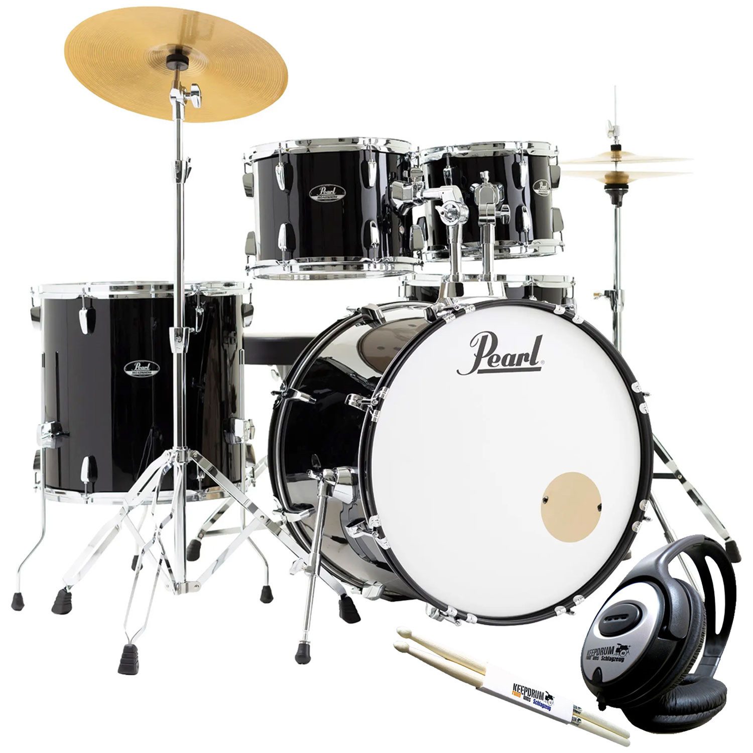 Schlagzeug Pearl Roadshow Schlagzeug 22 mit Kopfhörer mit Sticks