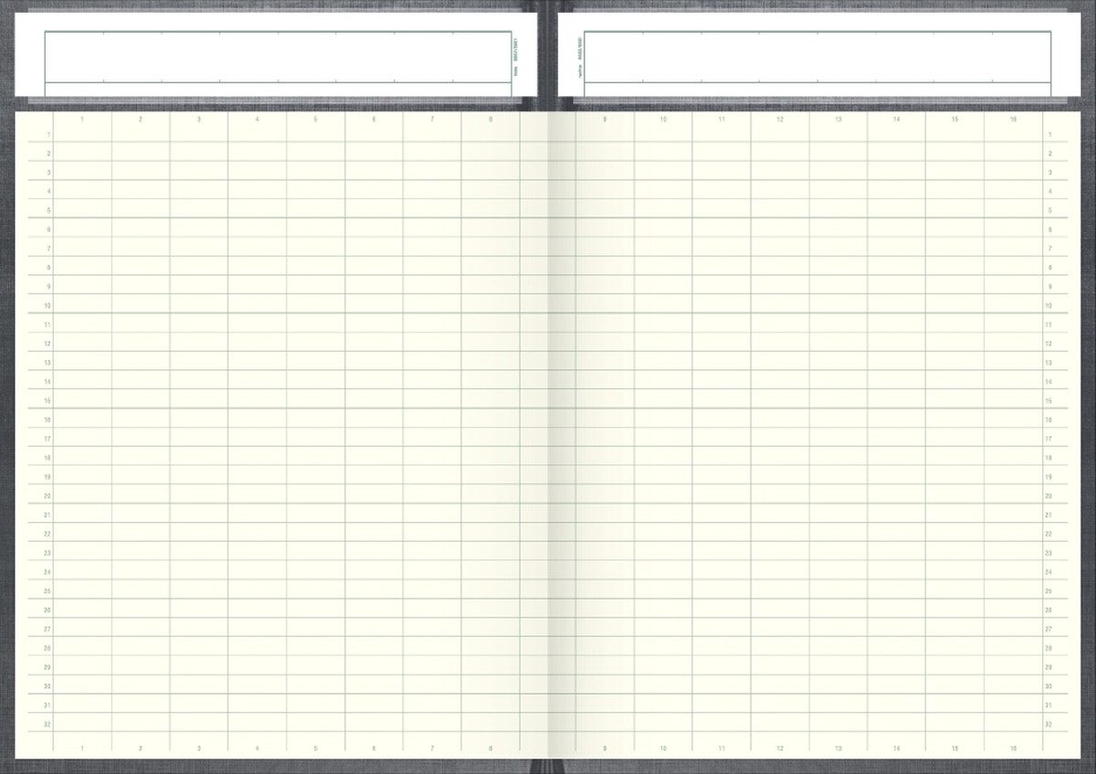 Thumbnail - König & Ebhardt Notizbuch Spaltenbuch A4 Kopfleiste 16 Spalten 96 Blatt Deckenband grau.