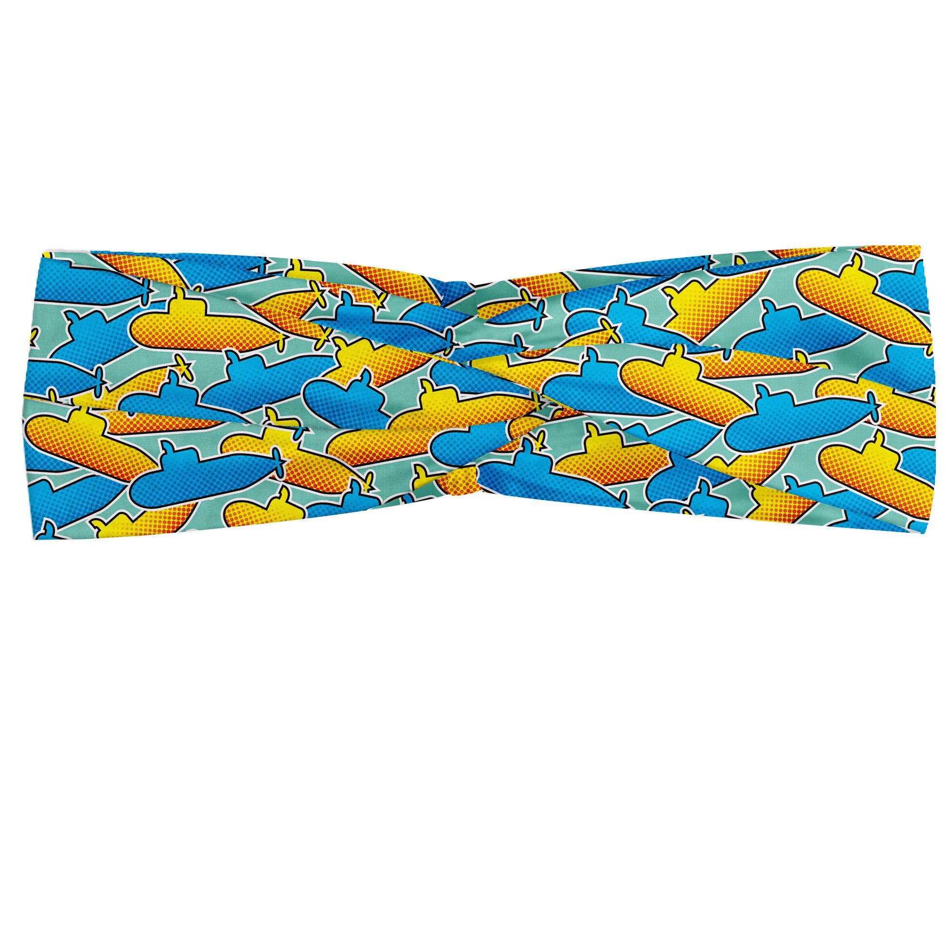 und Pop-Art-Stil Angenehme alltags accessories U-Boot Abakuhaus Elastisch Stirnband Gelbes