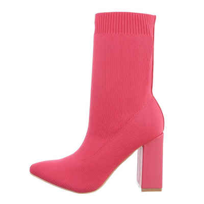 Ital-Design Damen Schlupfschuhe Party & Clubwear High-Heel-Stiefelette Blockabsatz High-Heel Stiefeletten in Pink